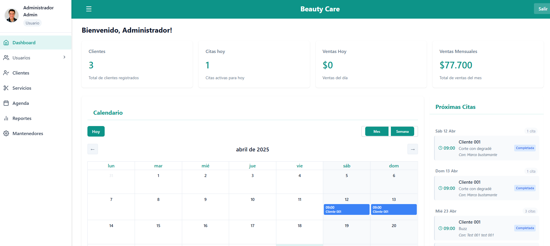 BeautyCare Dashboard